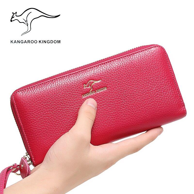 KANGAROO KINGDOM женский кошелек из натуральной кожи, длинный женский клатч, кошелек на молнии, держатель для карт