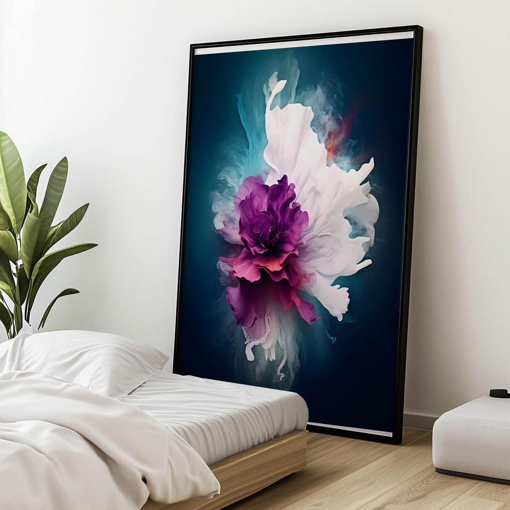 Abstrakcyjny Urok Kwiatu Abstrakcyjny Urok Kwiatu, 40X50 Cm, Rama Aluminiowa Złota, Papier Matowy 230 Gsm