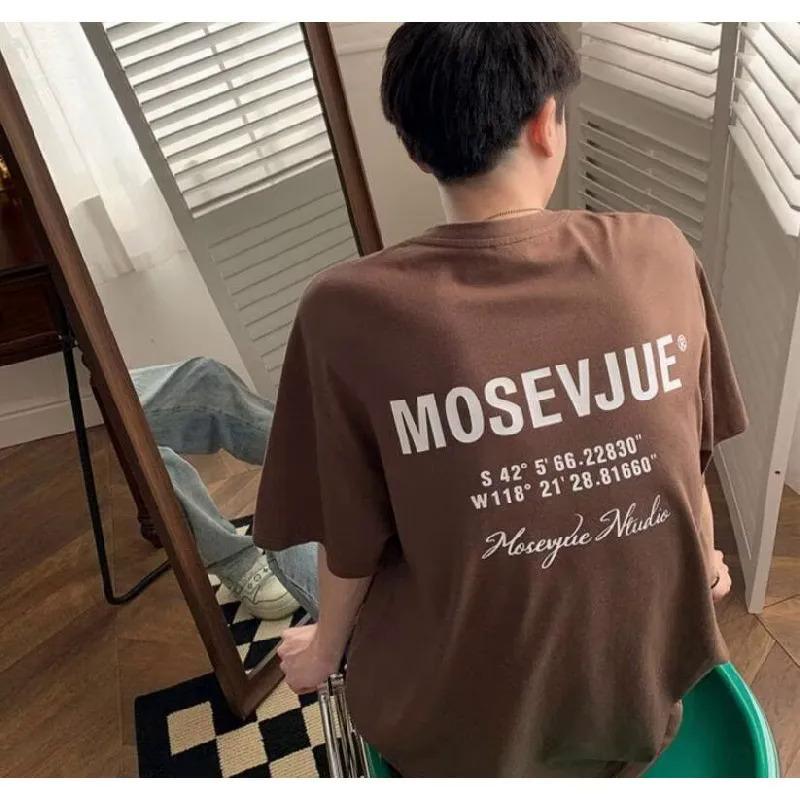 Мужские футболки с буквенным графическим принтом, модные брендовые футболки для мужчин, мужская одежда, повседневная футболка, мужская летняя корейская ретро футболка