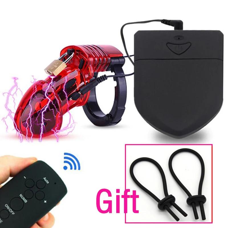 SM Electro Shock Клетки для члена Electro Shock CB6000 Устройство целомудрия Электрошок Мужской замок с кольцом для члена SM Секс-игрушки для мужчин-геев