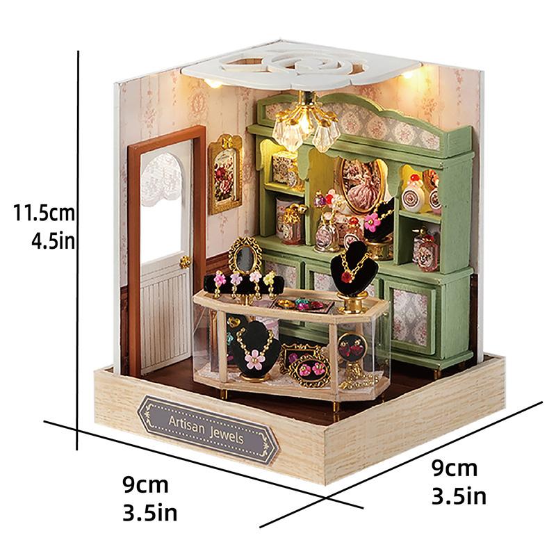 DIY Garden House Book Nook Shelf Insert Miniature Building Kits Wooden DollHouse Flower Garden Room Bookshelf with LED Lights