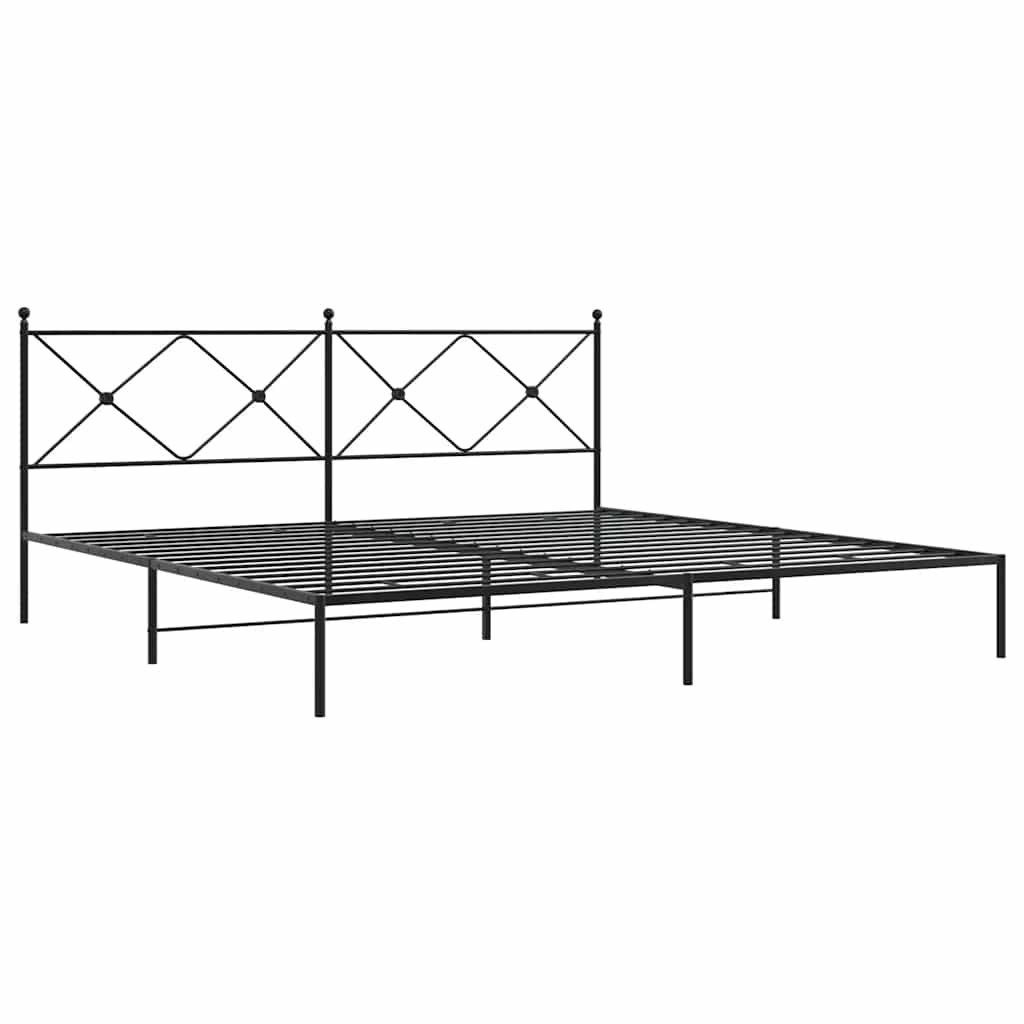Metal Bed Frame with Headboard Black 193 x 203 cm