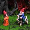 Landscape Female Goblin Statue Miniature Dwarf Figurine Fairy Garden Decorations Riding Pig Gnome