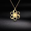 Atomic Model Pendant Necklace Stainless Steel For Women And Men Golden Link Chain Accessories Fashion Jewelry Gift