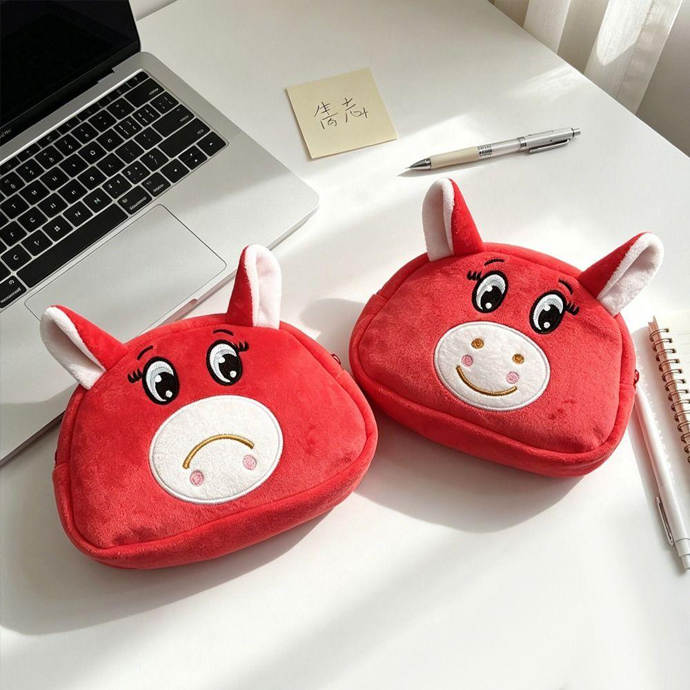 Large Capacity Pencil Case Plush Stationery Pouch Cartoon Earphone Pouch  Stationery Organizer