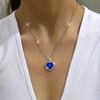 Birthstones Pendant Necklace Heart Shape Synthetic Gemstones With Full Shiny Zirconia Pendant Sparkly Neck Chain For Women