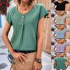 Spring and Summer European and American Style Casual Women's Top Solid Twist Button Fashion Short Sleeve Loose Top