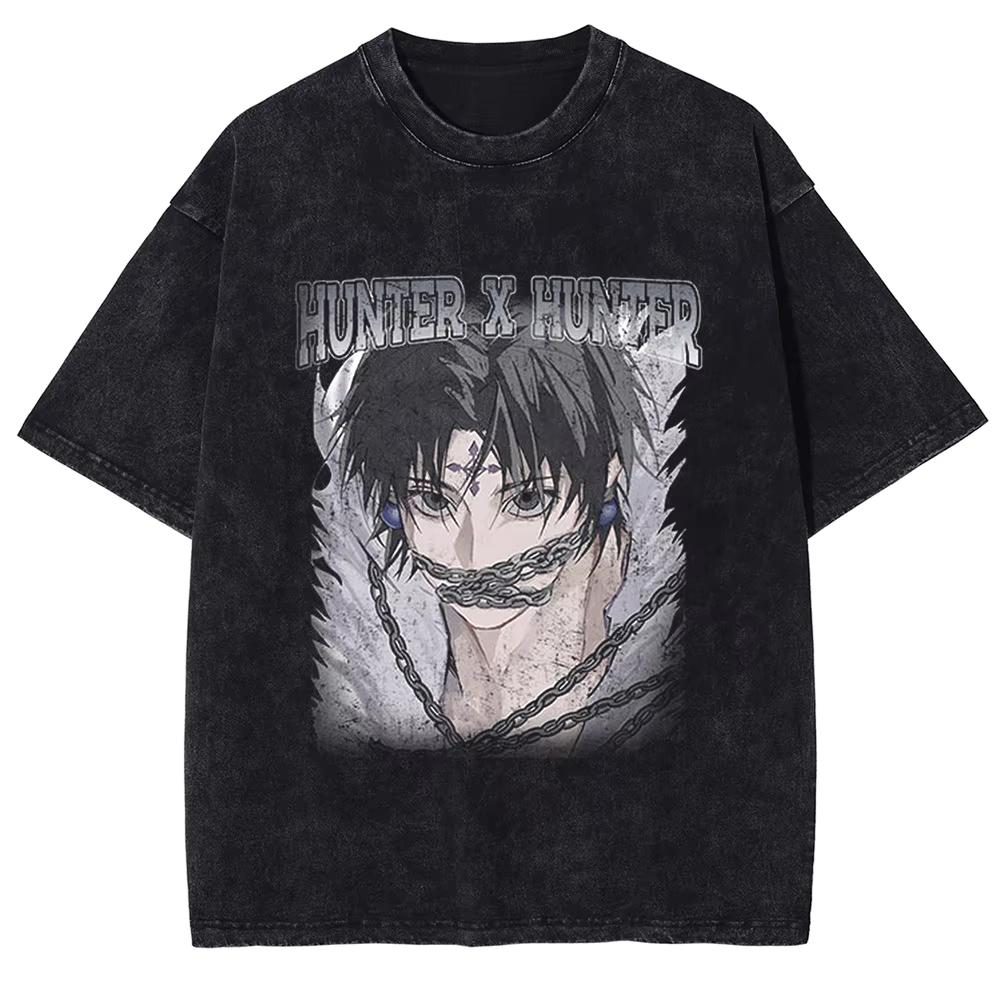 Hunterhunter Chrollo Lucilfer Manga Graphic Tshirt Men Women Cotton Printed Short Sleeve Vintage Washed Streetwear Top Hot