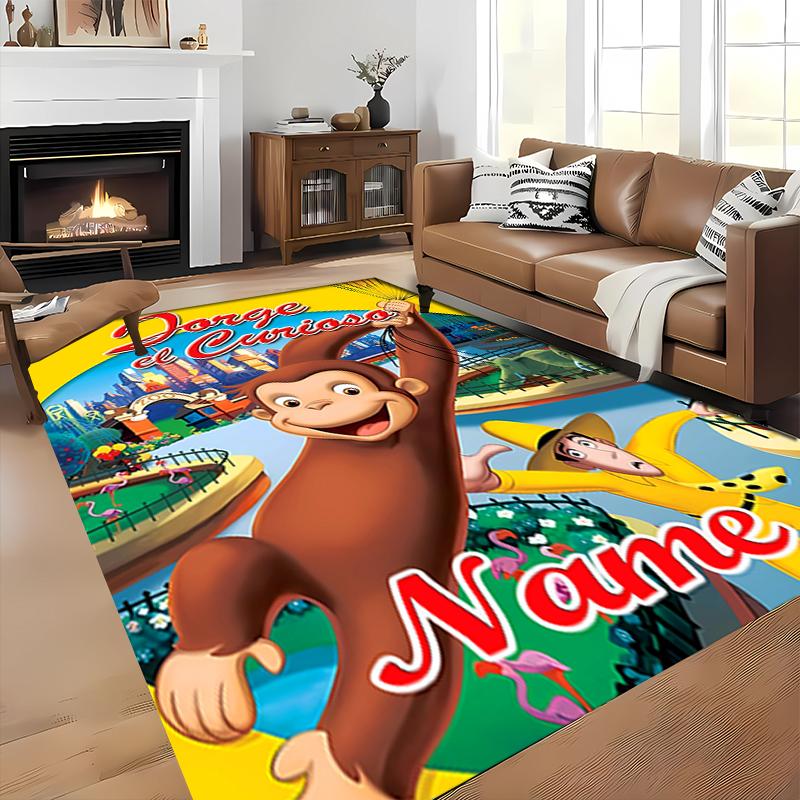 Custom personalization Curious George Area Rug - Perfect For Kitchen, Bathroom,Laundry Room Decor Large Size Available,Gift All Seasons