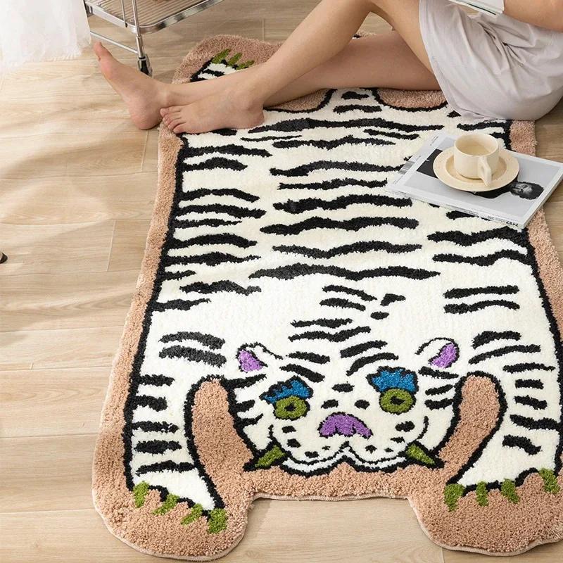 Cartoon Tiger Plush Rug, Cute  Soft Bedside Carpet for Bedroom, Living Room, Cozy Home Decor Floor Mat