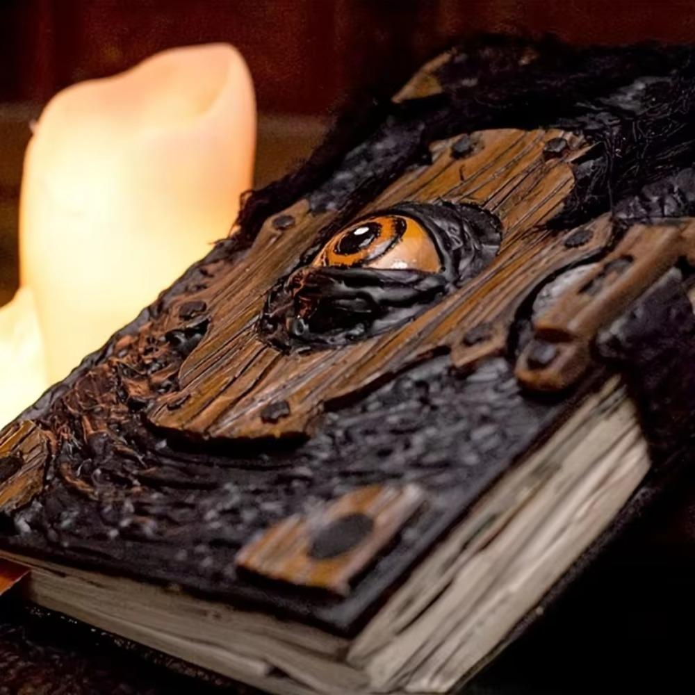 Resin Spell Book Ornaments Realistic Desktop Sculpture Halloween Devil Eye Book Gift