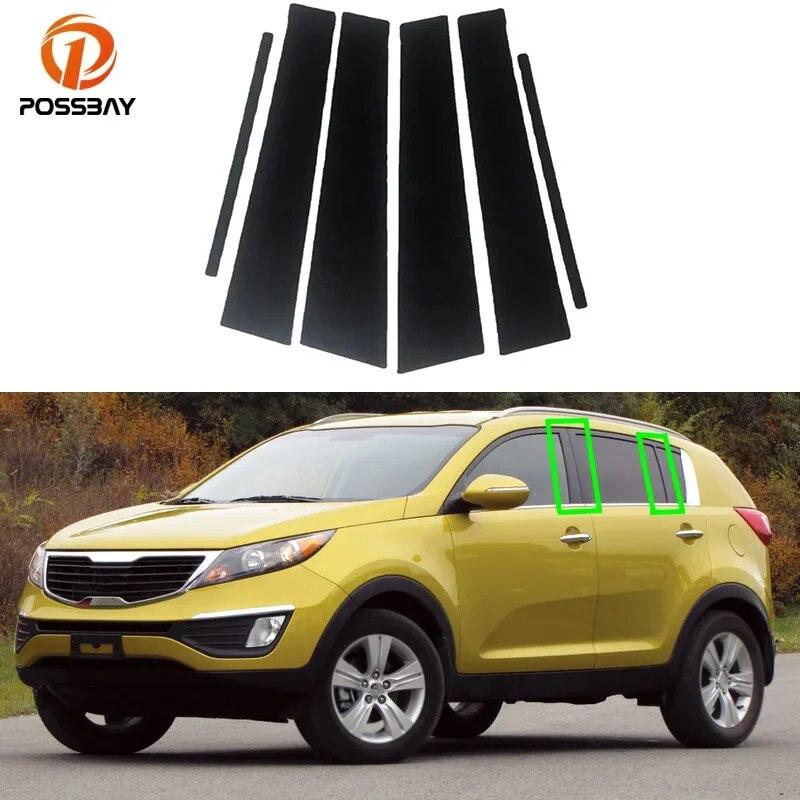 6Pcs For Kia Sportage 2011 2012 2012 2014 2015 2016 Car Glossy Black Pillar Posts Door Trim Cover Sticker Decoration Accessories