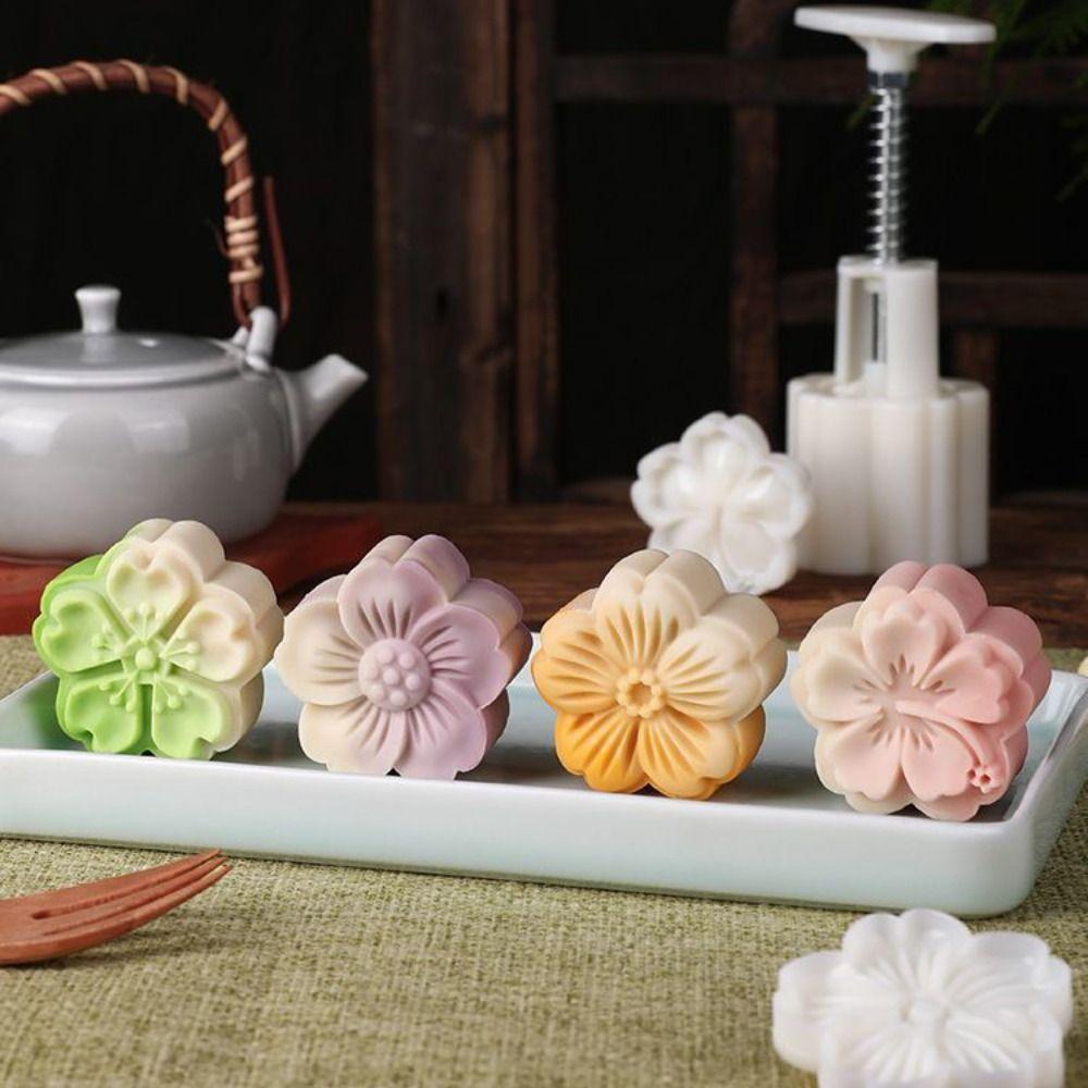3D Mooncake Mold Flower-shaped Pastry Making Tools Cookie Stamp Mould Kitchen DIY