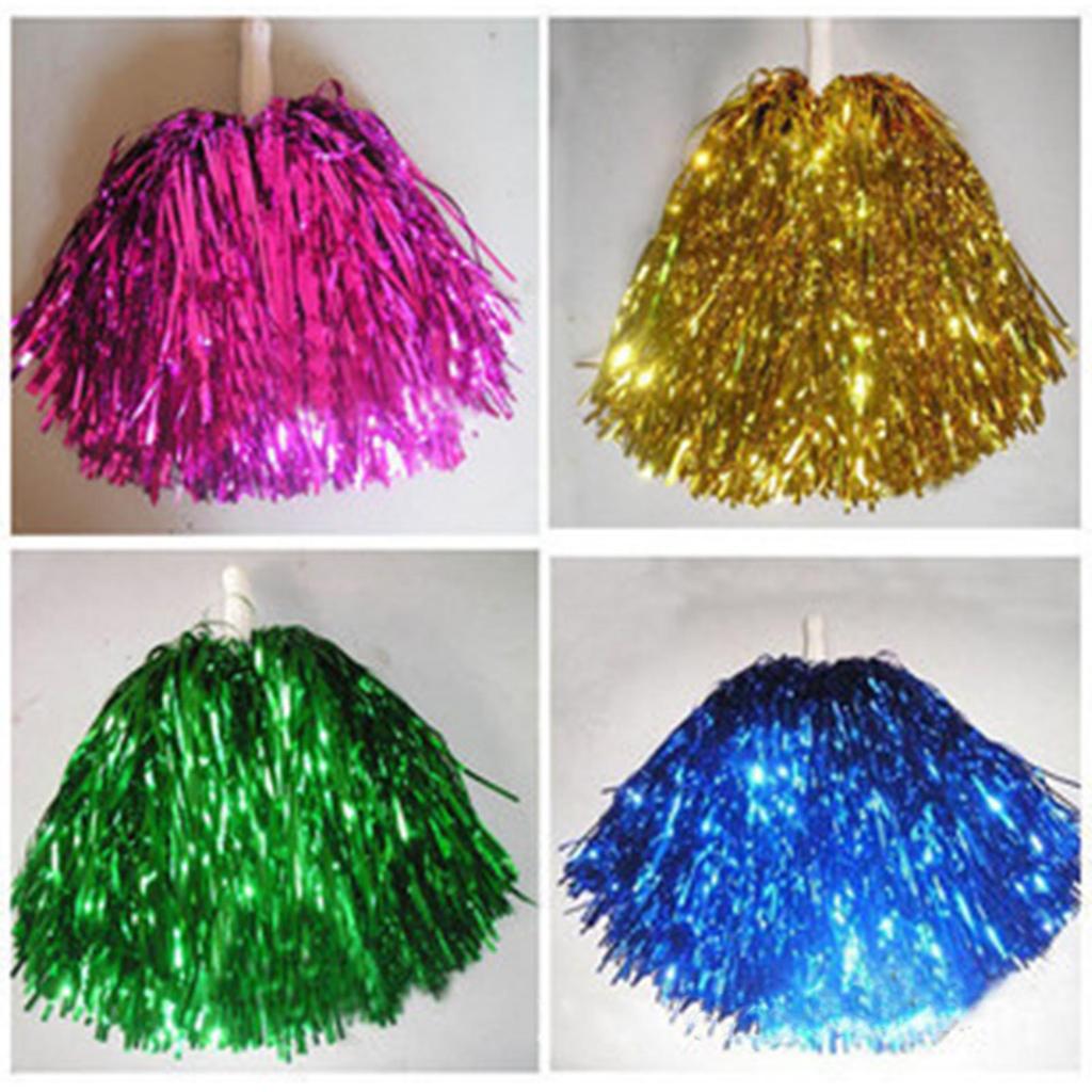 1PCS Cheerleading Pom Poms With Straight Handle Cheering Props For Aerobics Dancing School Sports Game