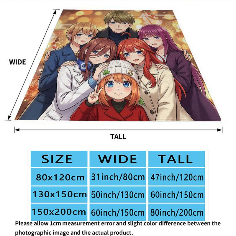 1PC The Quintessential Quintuplets Patterned Flannel Blanket Suitable For All Seasons For Home Decor Warmth And Comfort Gifts Holiday Present