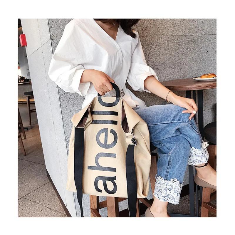 Большая сумка женская, новинка 2018 года, холщовая женская модная портативная сумка-тоут с буквами, широкополосная сумка большой вместительности