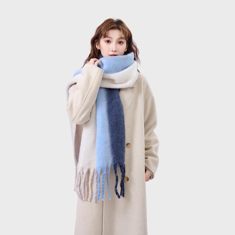 Women's Luxury Mohair Gradient Stripe Winter Scarf & Shawl