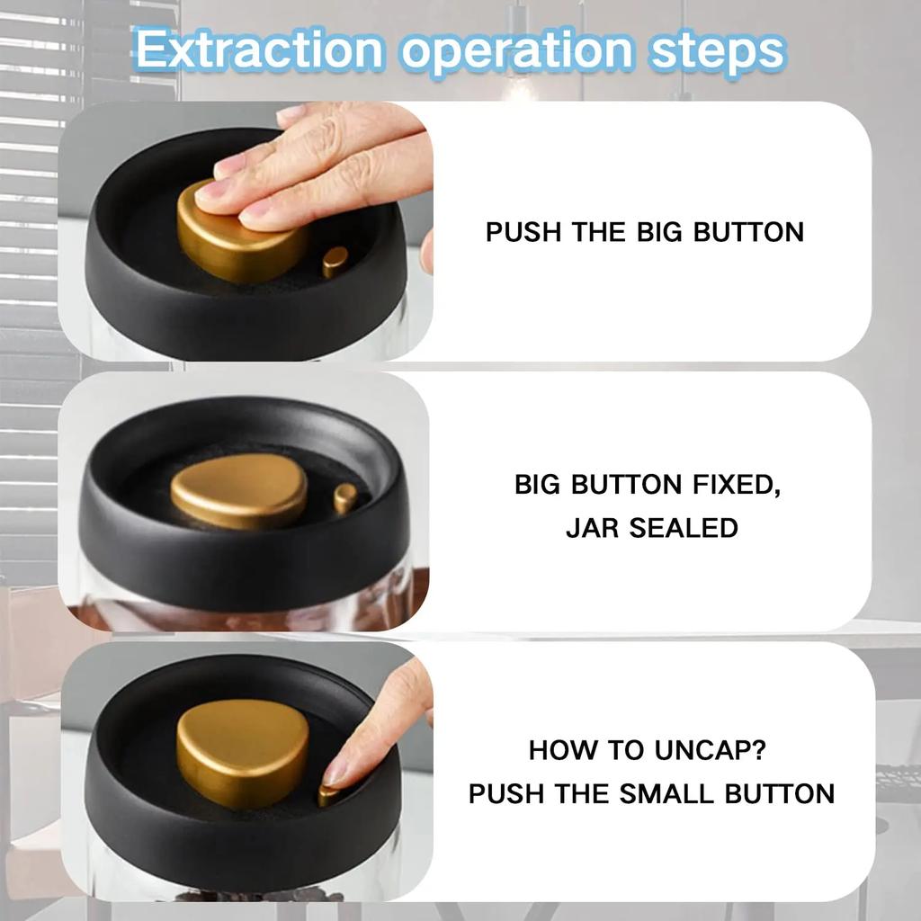 Высококачественный вакуумный кувшин для кофейных зерен, стеклянная герметичная банка для пищевых зерен, конфет, сохраняющих свежесть, кухонные принадлежности