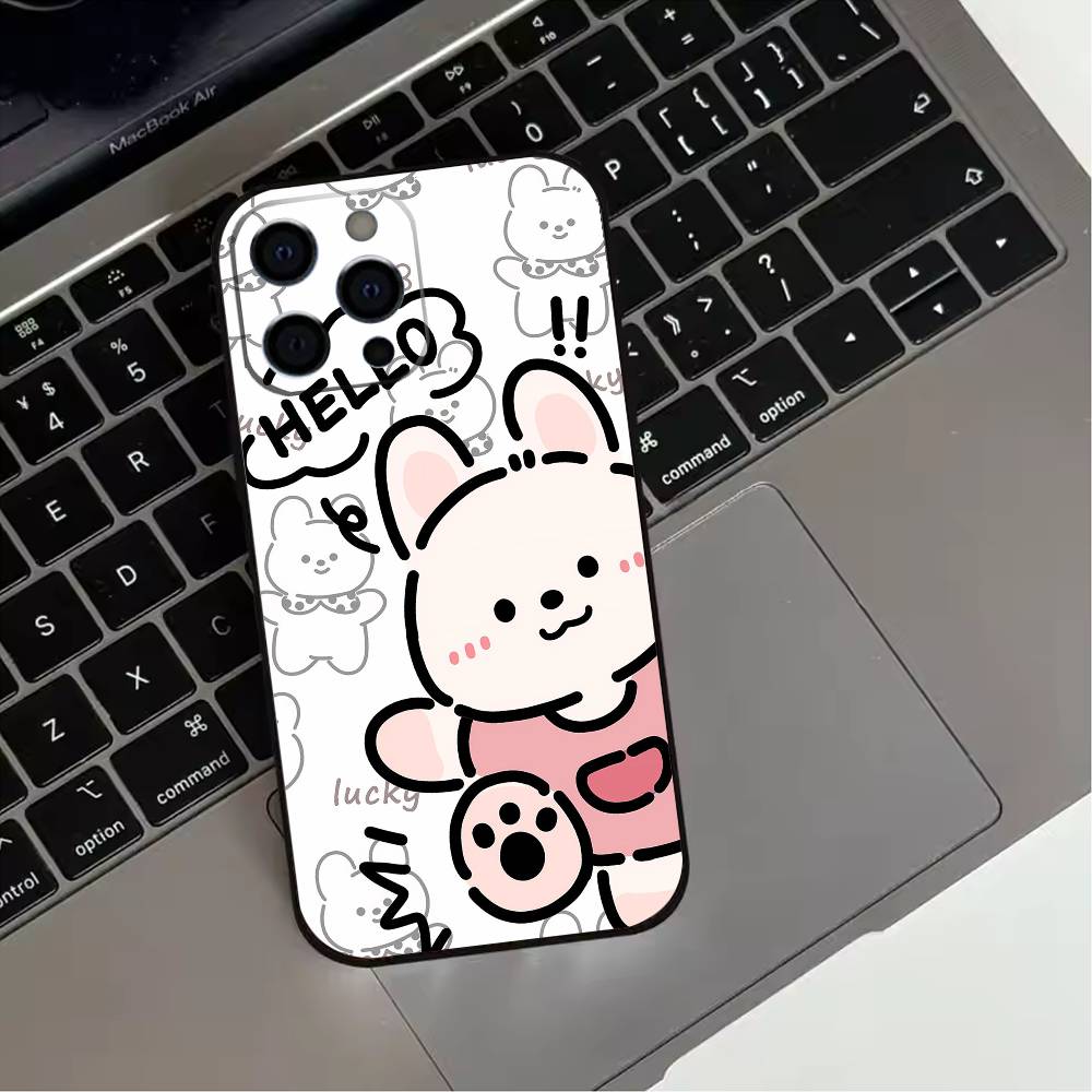 Cute Cartoon Couple Phone Case For iPhone 17,16,15,14,13,12,11 Plus,Pro Max,XS,Soft Silicone Black Cover