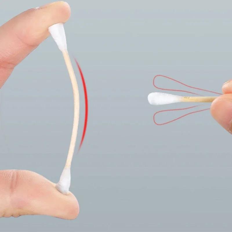 Коробка с 500 одноразовыми ватными палочками с круглыми наконечниками с двух сторон для макияжа и снятия макияжа, ежедневной чистки, ухода за домашними животными, многоцелевая