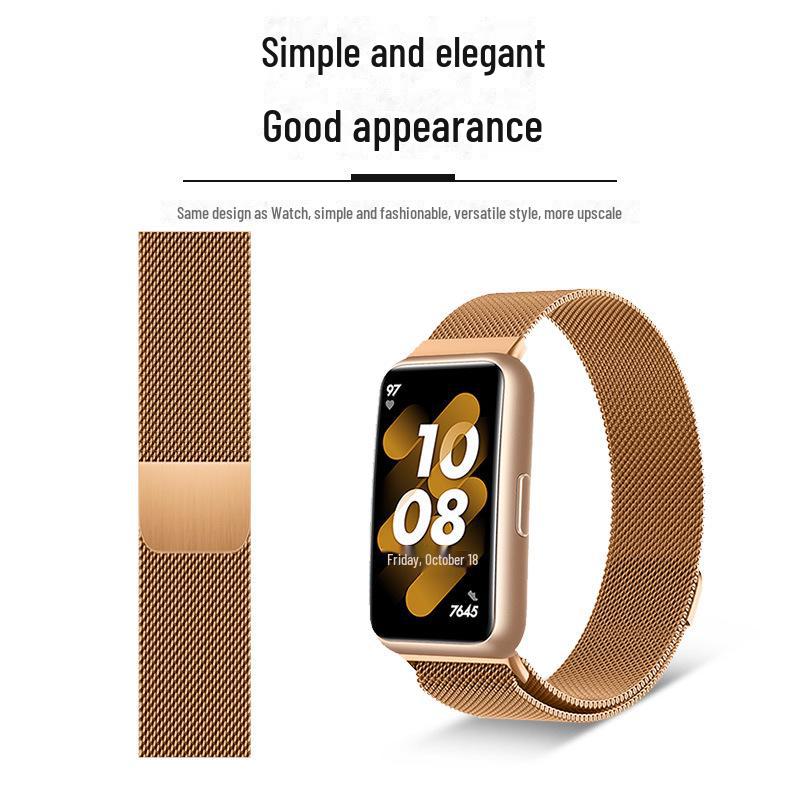 Совместимый магнитный металлический миланский ремешок для Huawei Band 7 — стальная цепочка для часов и замена спортивного браслета