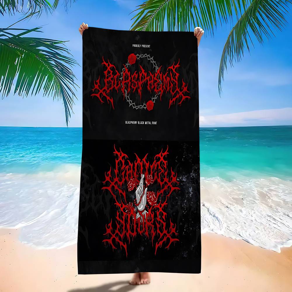 Blasphemys Death Metal Band Microfiber Blanket Quick Drying Beach Towels Oversized Printing Super Absorbent Pool Towel Blanket