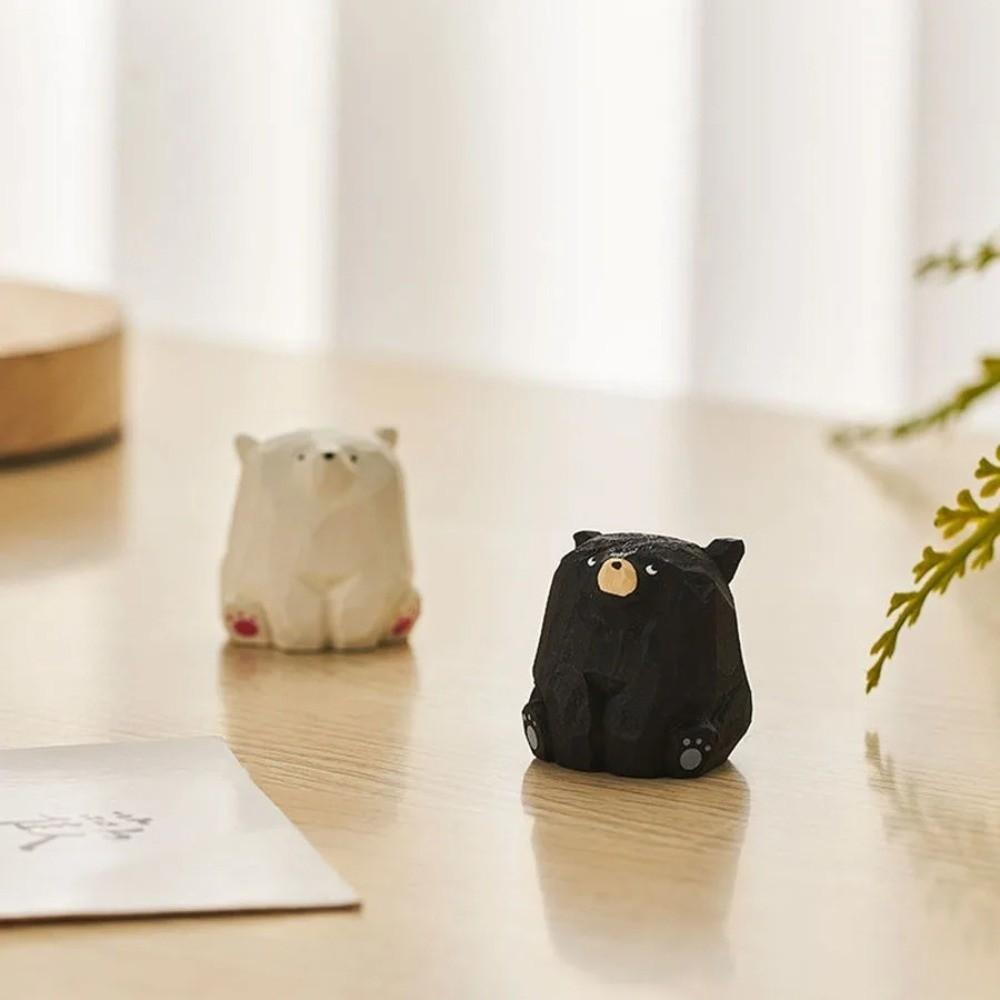 Wooden Rocking Chair Bear Models Solid Wood Polar Bear Crafts Photo Props