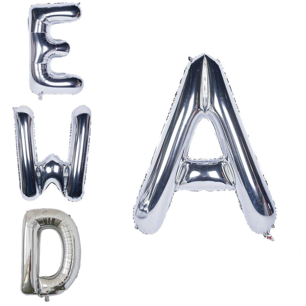Воздушные шары-буквы Большие 40 дюймов Серебряные фольгированные шары Элегантные украшения для вечеринок на дни рождения и свадьбы