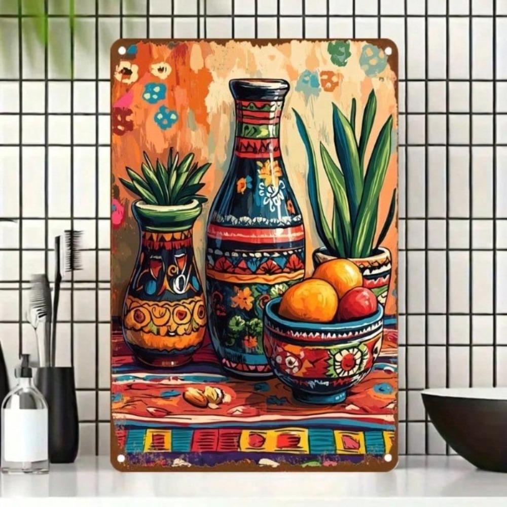 Металлическая табличка Cinco De Mayo Настенное искусство 'Сахарный Череп' Декор с кактусами и цветами 8x12 дюймов Для улицы и помещений