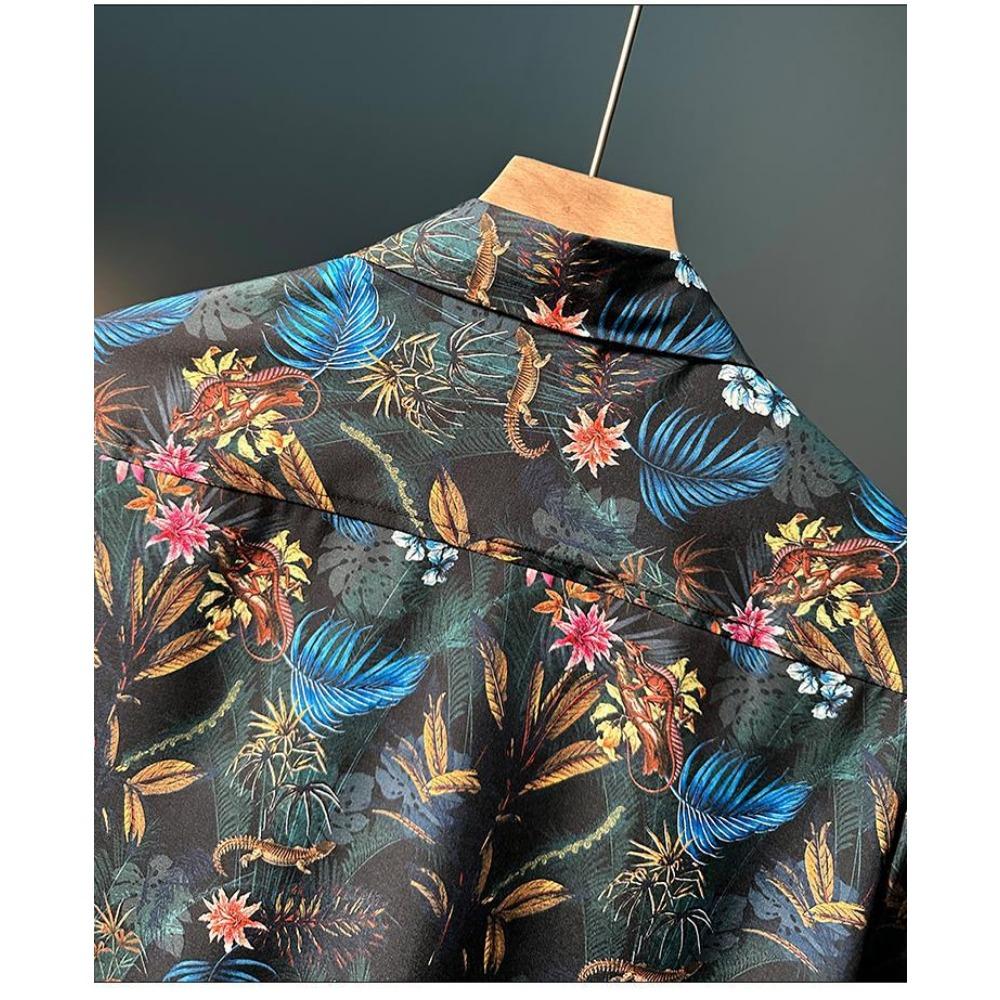 Новая мужская рубашка с коротким рукавом и цветочным принтом, модная и красивая, свободного кроя