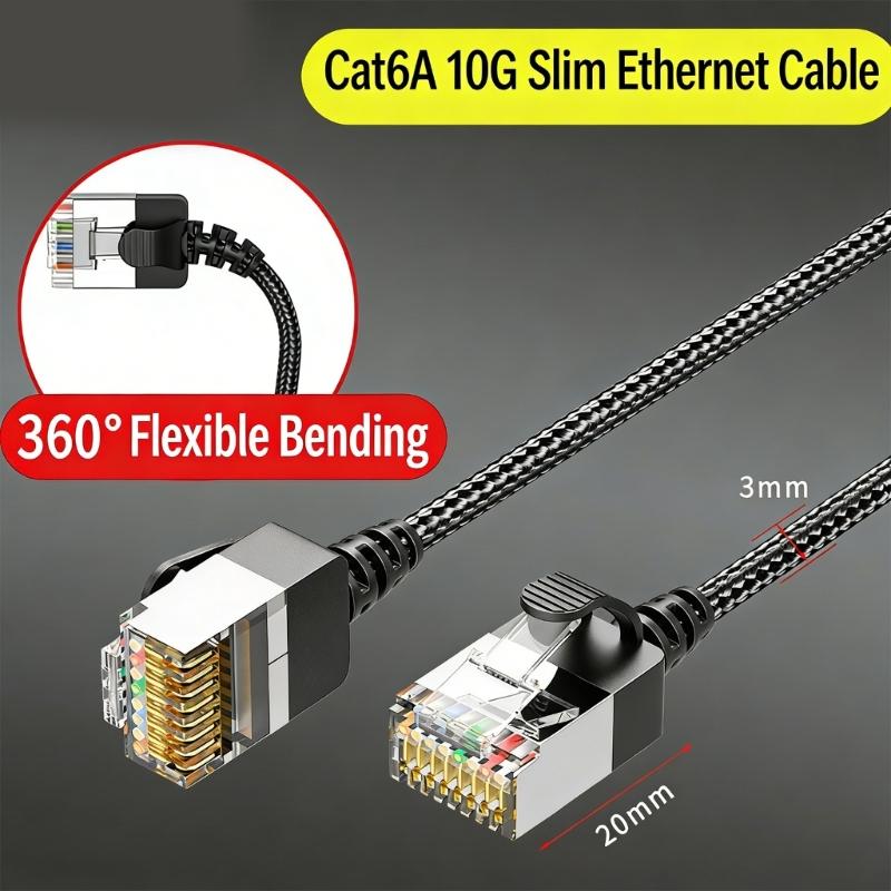 Space Saving Cat6 Ethernet Cable RJ45 10Gpbs Transmission Short Connector for Computer Broadband Router Accessories