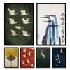 1pc Flying Crane Print Vintage Style Birds Prints Japanese Crane Painting Antique Canvas Wall Maximalist Art Home Decor