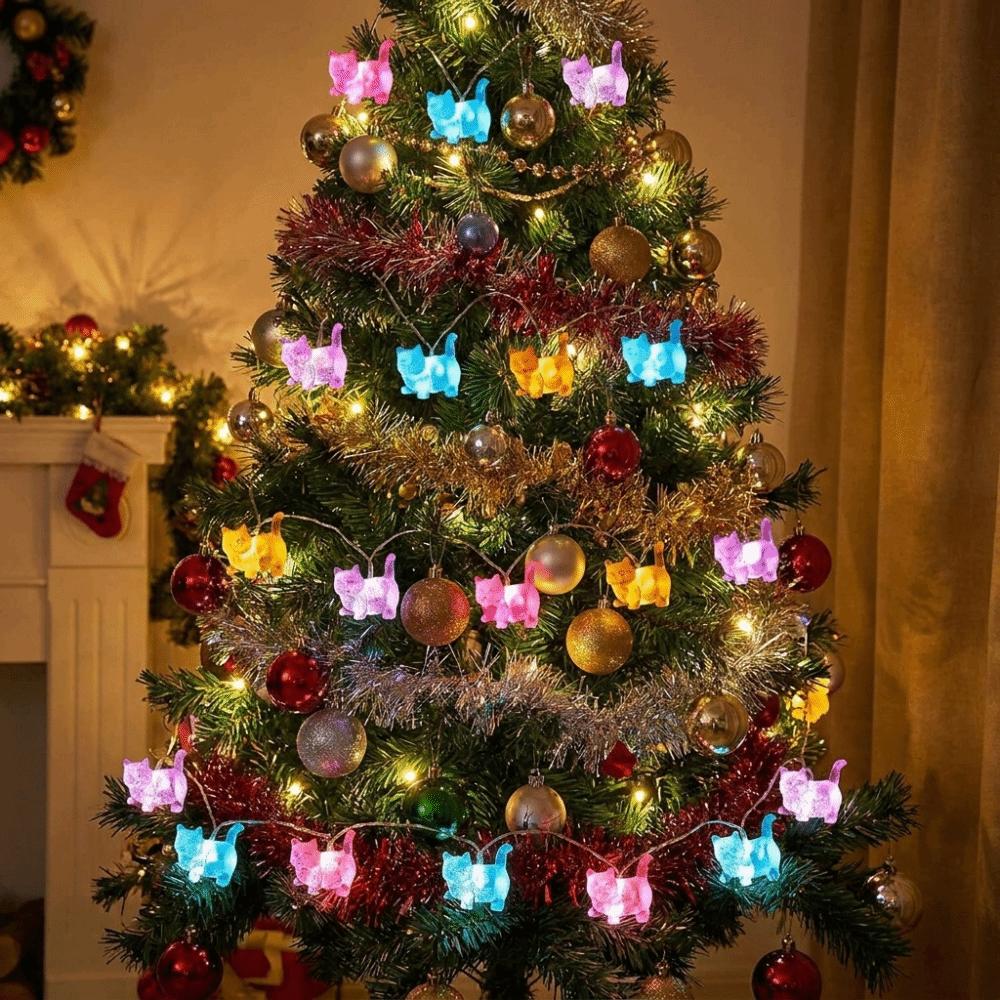 Cute Kitten Decorative Light Battery Operated Christmas Tree Decorative Lights Bedroom