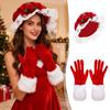 Mrs. Claus Costume for Adult Women Santa Claus Red Berry Bonnet Mob Cap with Lace Trim And Christmas Gloves Set for Xmas Party Cosplay Props