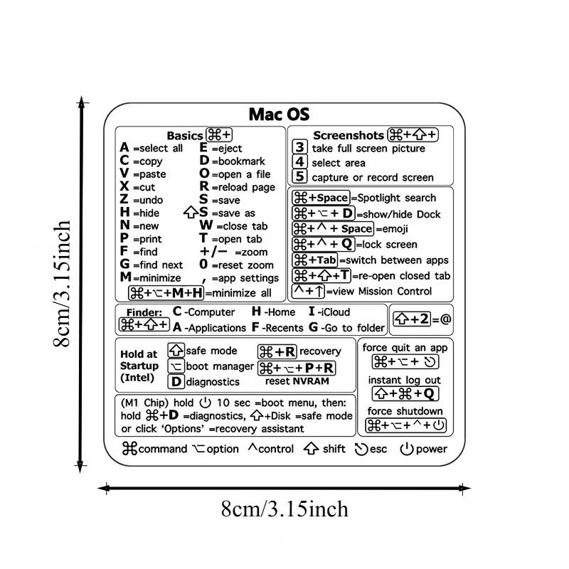 Наклейки-шпаргалки для клавиатуры MacBook Pro/Air - Прозрачные, подходят для моделей 13-16", Быстрая навигация и управление приложениями