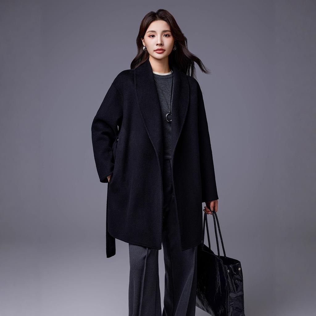Autumn and winter new double-sided wool coat coat women's woolen cashmere fashion niche temperament New Year's robe 26 new products