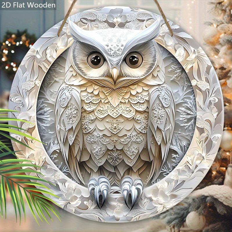 Cool Owl Wooden Sign, Funky Owl Round Sign for Front Door Wall Hanging Decor, Ideal Home Hanging Ornament