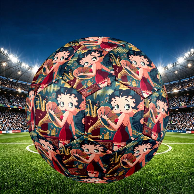 Betty Boop Print Size 5 Soccer Ball, PU Wear Resistant Football for Match Training and Daily Practice, Birthday Gift for Soccer Fans