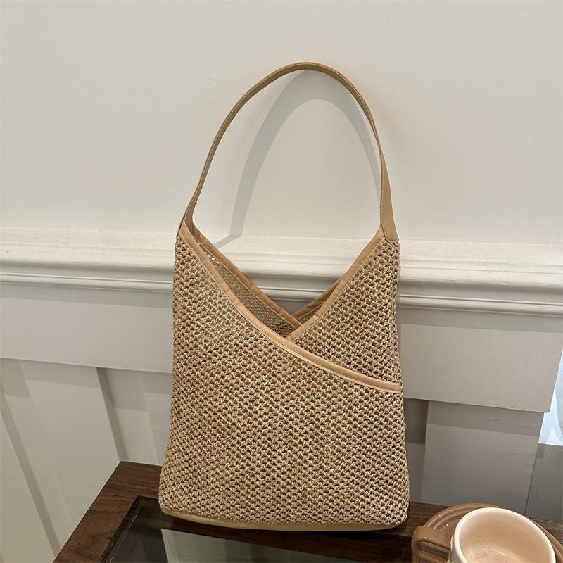 Французская соломенная плетеная литературно-художественная сумка-ведро большой емкости, новая летняя свежая плетеная женская сумка