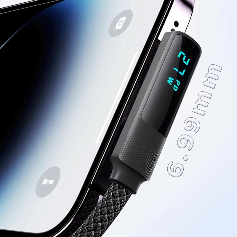 90° Светодиодный Цифровой Дисплей USB-C на Type C Зарядный Кабель Шнур Быстрой Зарядки для iPhone 17/16/15 pro max Samsung Galaxy S25/S24