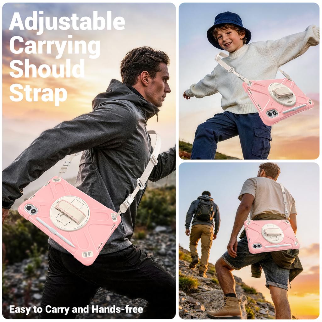 Rugged Case for Xiaomi Redmi Pad 2 Pro 2025 12.1" 25099RP13G 2509BRP2DG 360 Rotating Stand Heavy Duty Cover with Shoulder Strap