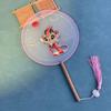 Creative Embroidered Silk Fan Cute Panda Embroidery Round Fan  Home Decorations