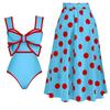 2024 New Bow Tie One Piece Swimsuit For Women Swimwear with Skirt Bathing Suit Monokini Beach Bodysuit Beach Wear