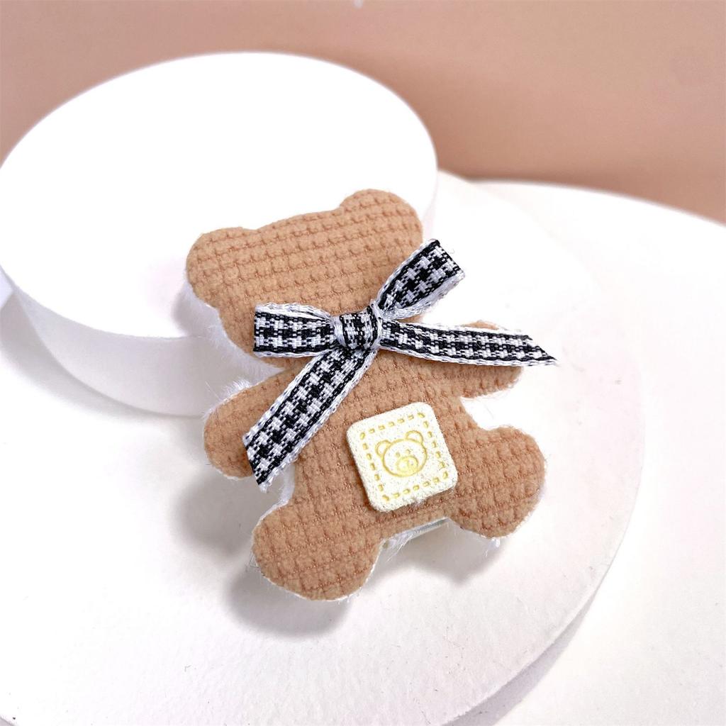 Заколка для волос для маленьких девочек, бантик с плюшевым мишкой, цвет молочного чая, мягкая плюшевая, противоскользящая, для детской вечеринки, фотореквизит, подарок