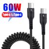 PD 60W Fast Charging Spring USB C To Type C Cable for iPhone 15 Pro Max Samsung Xiaomi  Phone Car Charger Type-C Cables