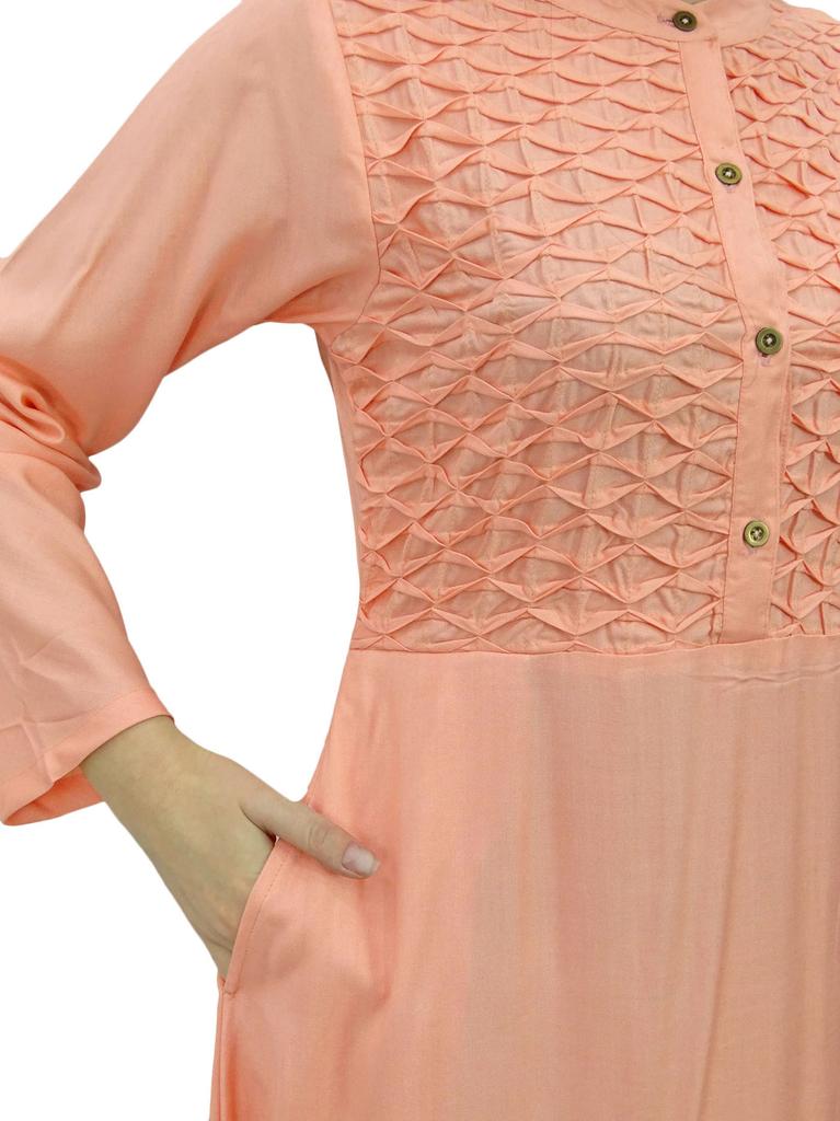 Bimba Женское платье-джильбаб с воротником-стойкой и карманами, длинный рукав