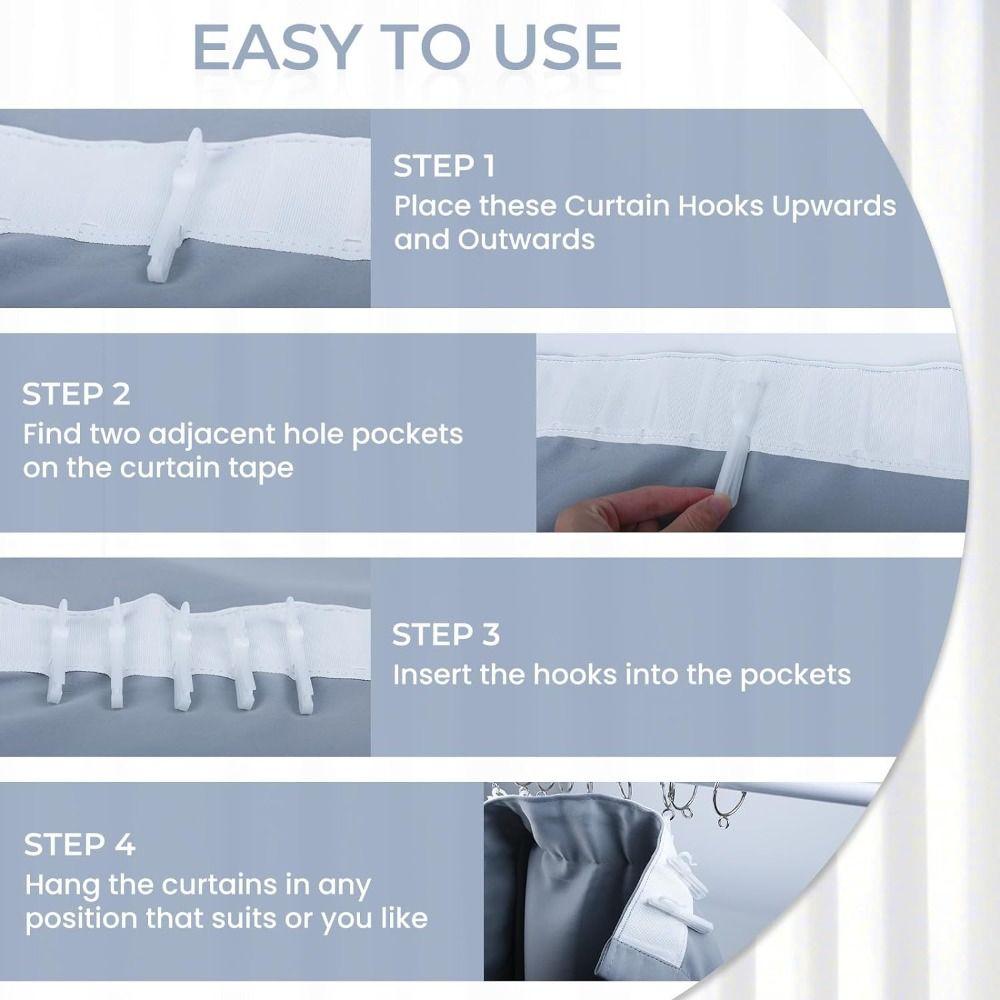 Plastic Plastic Curtain Hooks 85mm Pinch Pleated Curtain Drapery Pin Hook  For Window Curtain