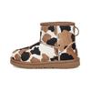 Classic Mini Round Toe Thick Sole Plush Warm Short Snow Boots Cow Print Kids Boots 1123619K-CHE
