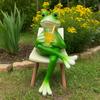 Resin Frog Sit Chair Sculpture Cute Frog Desktop Figurine Rocking Chair Frog Statue  Balcony Patio