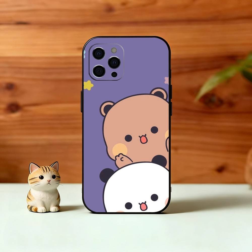 Sweet YiEr & BuBu Phone Case For iPhone 17,16,15,14,13,12,11 Plus,Pro Max,XS,Soft Silicone Black Cover